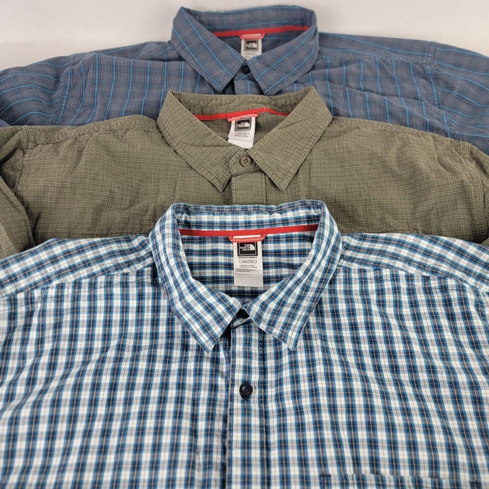 NORTH FACE Long‎ Sleeve Button Up Blue Green Plaid Cotton XXL Casual Classic